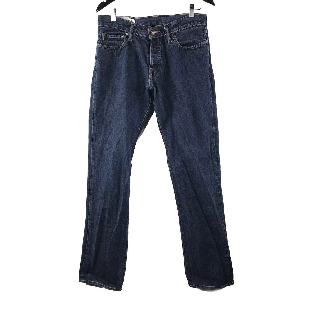 Abercrombie & Fitch Slim Straight Jeans Dark Wash Button Fly Mens 32x34 Indigo